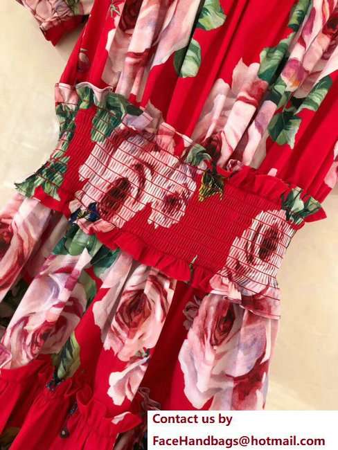 Dolce  &  Gabbana Flower Print Dress Red 2018